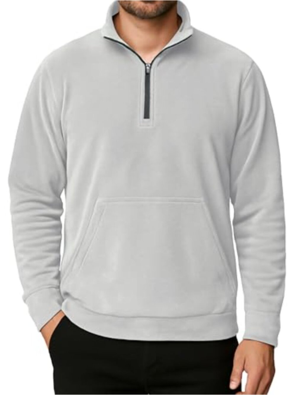 Men's Quarter Zip Fleece Sweatshirt Mock Neck Pullover Winter Warm